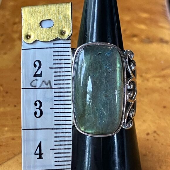 Natural Labradorite Sterling Silver Cocktail Ring Size 6 - Picture 8 of 10